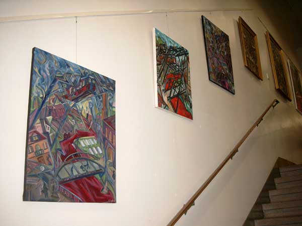 Ausstellung Ölige Ansichten - Gemälde von Thomas Eiffert im Sommer 2003 in der Stadtbibliothek Wuppertal-Elberfeld