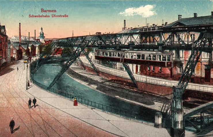 Schwebebahn an der Uferstraße in Barmen 1926